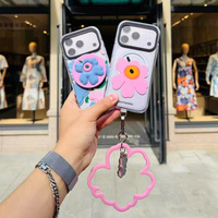 Breloque de téléphone Y2K tendance mignonne en caoutchouc avec mousqueton, perles alphabet DIY, fleur, cœur, étoile, imprimé UV, anti-perte