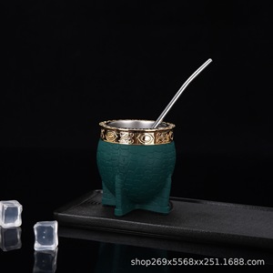 Più venduto 8oz Argentina Yerba Mate zucca personalizzata in legno <span class=keywords><strong>da</strong></span> tè con guscio in pelle in acciaio inox tazza bocca per caffè regali - Product Image 5