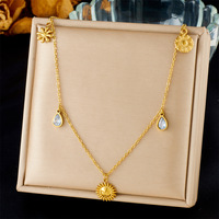 Collier Chaîne de Clavicule Polyvalent en Acier Inoxydable Plaqué Or Véritable 18 Carats Non Décolorant Personnalisé Luxe pour Femme