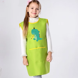 Trẻ em không thấm nước nghệ sĩ Sơn Tạp dề không tay túi màu đỏ trẻ em nghệ thuật smock tạp dề - Product Image 3