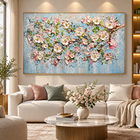 Peinture à l'huile Coucher de soleil sur la plage, Vague océanique côtière texturée sur toile, Décoration murale pour maison de plage, salon, hôtel, villa