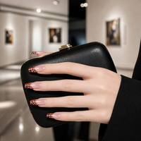 Uñas postizas al por mayor con punta francesa de leopardo, forma ataúd, rosa nude, estampado animal, logotipo personalizado, reutilizables, para salón