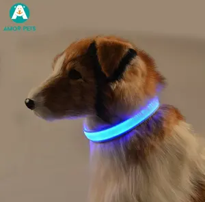 Lampeggiante riflettente di Nylon Led Perro Solo Luce De Perros per il Cane Luminoso Dell'animale Domestico Collare di Cane