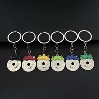 Porte-clés Mini Rotor de Frein 3D en Alliage de Zinc, Impression UV, Léger et Tendance, Accessoires de Modification Automobile