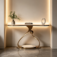 Grande table console moderne avec plateau en pierre facile à nettoyer et rangement intégré pour salon, mobilier de maison