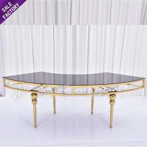 2024 Modern Design Luxury <b>Glass</b> <b>Tables</b> Legs Gold Wedding Banquet <b>Dining</b> Decor Mirror Rectangular Stainless Steel Party <b>Table</b> - Product Image 6