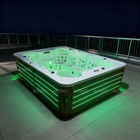 Vente directe d'usine, jacuzzi pour 10 personnes, bleu océan, Aristech, acrylique, spa haut de gamme, spa extérieur, baignoires de spa avec éclairage LED complet