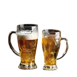 Vaso de fútbol extragrande y grueso, vaso de cerveza con mango, vaso de oso de cristal, 32-7