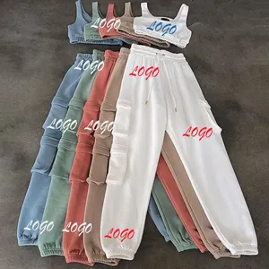 Conjunto de pantalones cortos con logotipo personalizado para mujer, conjunto de dos piezas para correr, chándal, chándal, conjunto de 2 piezas para mujer 2022