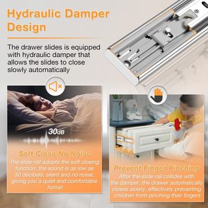 Yenuo Đóng Mềm Thép Không Gỉ Mở Rộng Đầy Đủ Nhà Bếp Ngăn Kéo Slide Side Núi 10 Inch Bóng Mang Đường Ray Nhiệm Vụ Nặng Nề - Product Image 4