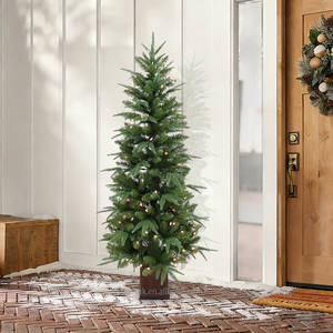 4FT Pre-lit Artificial Potted Christmas <b>Tree</b> with LED <b>Lights</b> for Home Hotel Porch Entryway Holiday Party Decoration - Product Image 6