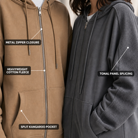 Survêtement Homme Marron Personnalisé de Haute Qualité – Sweat à Capuche Entièrement Zippé en Coton et Pantalon de Survêtement Ample à Jambes Droites avec Poche Kangourou pour Tenue Décontractée