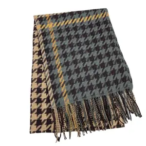 Thousand-bird check color warm scarfs simple scarf personalized 2024 scarf
