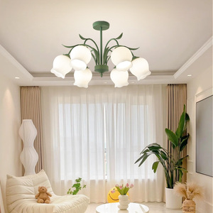 French Cream Style LED Retro Rustic <b>Dining</b> Room <b>Light</b> American Orchid Flower Style Chandelier for Bedroom Living Room Lighting - Product Image 2