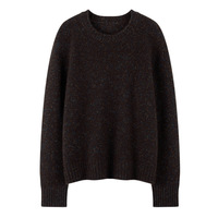 Pull en cachemire 100% pour femme, col rond, tricoté, à manches longues, épais, avec épaules tombantes, en fil fantaisie de qualité supérieure, idéal pour l'hiver