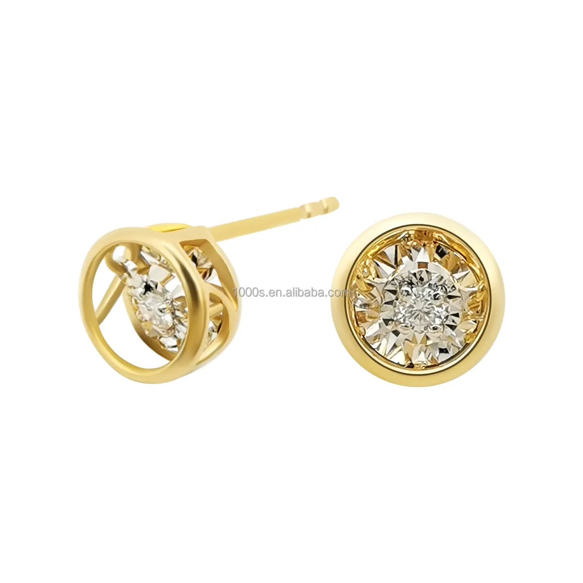 Gioielli da donna eleganti con orecchini a bottone in oro 18 carati AU750 eleganti da donna