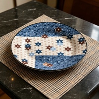 Assiette plate en porcelaine de style Japandi rétro, écologique et faite à la main, pour la maison, compatible lave-vaisselle et micro-ondes, vente en gros