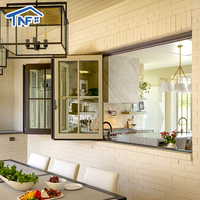 Ventana Plegable Horizontal Moderna de Aleación de Aluminio para Cocina, Ventana Plegable de Doble Vidrio Insonorizada para Casa