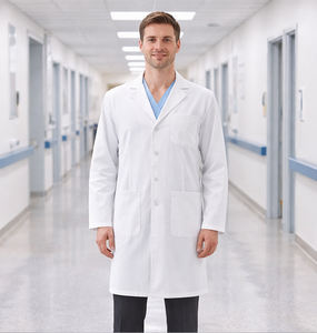 Uniformes de Hospital para Hombre, Bata de Médico Blanca de Poliéster, Personalizada OEM ODM - Product Image 5