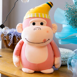 Peluche singe mignon avec chapeau banane, jouet en peluche pour décorations de fête sur le thème de la jungle tropicale, cadeaux d'anniversaire pour enfants - Product Image 4