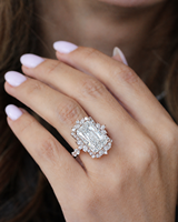 Bague de fiançailles en or 14K 18K avec halo de diamants de laboratoire taille radiant certifiés IGI 3CT 5CT 7CT, bijoux fins personnalisés en gros