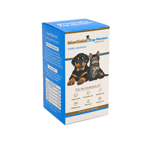 Boîte en carton à rabat imprimée en couleur bleu et blanc pour l'emballage de produits vétérinaires liquides de vermifugation pour chats et chiens - Product Image 2