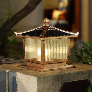 Nouvelle lumière de pilier solaire en aluminium de style chinois IP65 étanche LED jardin extérieur avec capteur de lumière Installation facile - Product Image 1