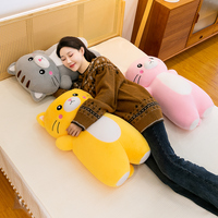 Coussin en peluche chat éléphant mignon, visage adorable, animal en peluche doux, jouet Kawaii multicolore, décoration de chambre d'enfant et cadeau d'anniversaire