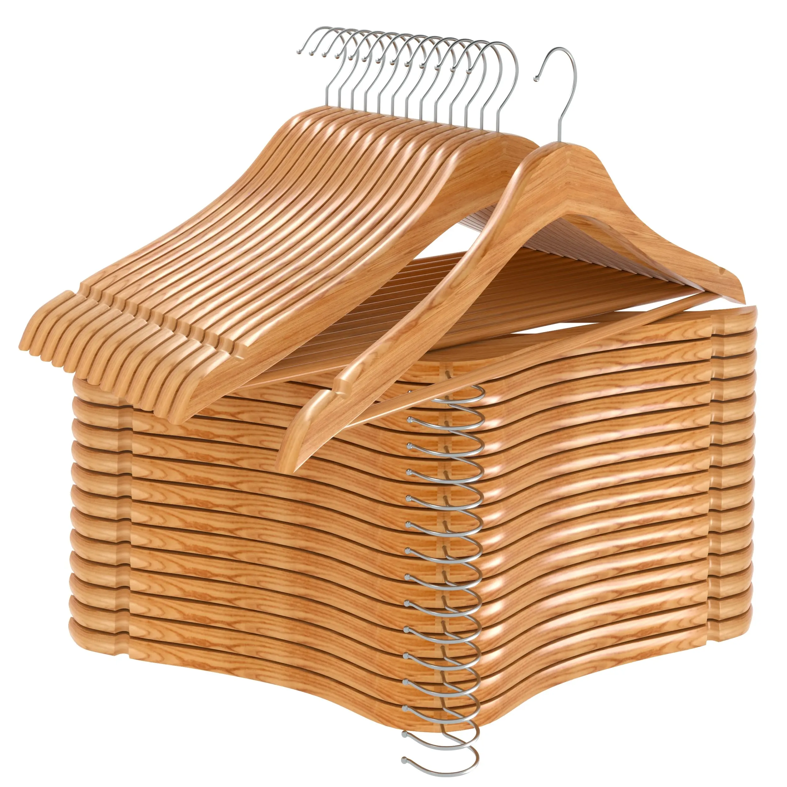 Wooden Hangers Suit Hangers with 360-Degree Rotatable Hook - Wood Hangers with Shoulder Grooves