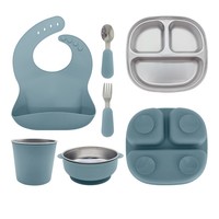 Nouvelle Tendance : Assiette Divisée à Forte Adhérence, Compatible Lave-Vaisselle, en Acier Inoxydable 304, et Ensemble d'Alimentation pour Bébé en Silicone Personnalisé – Fabrication sur Mesure