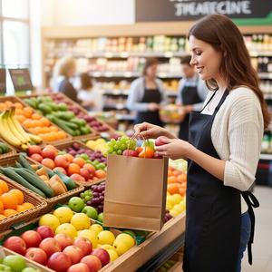 ถุงกระดาษคราฟท์พิมพ์ลายตามสั่ง ผลิตจากวัสดุรีไซเคิล พร้อมหูหิ้ว สร้างแบรนด์บรรจุภัณฑ์ของคุณด้วยโลโก้ สำหรับตลาดเกษตรกรและร้านขายสินค้าออร์แกนิก - Product Image 5