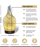 Diffuseur d'huiles essentielles, diffuseur d'aromathérapie en verre 3D 100 ml, humidificateur à brume fraîche, diffuseur d'arômes ultrasonique pour huiles essentielles
