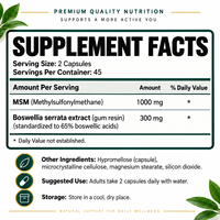 Capsules de Boswellia MSM, Formule Botanique au Soufre pour les Articulations, pour l'Âge Actif, Marques en Marque Blanche, Fabricant de Suppléments d'Encens