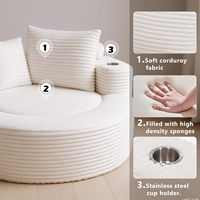 Chaise longue sans structure en mousse haute densité, 55,5 pouces, surdimensionnée, compressée, avec porte-gobelets