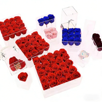 Coffret de bijoux en acrylique carré fait main personnalisé avec rose éternelle - Cadeaux élégants pour la Saint-Valentin, le Nouvel An