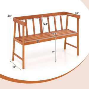Banc en bois d'acacia Db Outdoor avec structure en acier inoxydable, design moderne, mobilier de jardin pour 2 personnes - Product Image 4