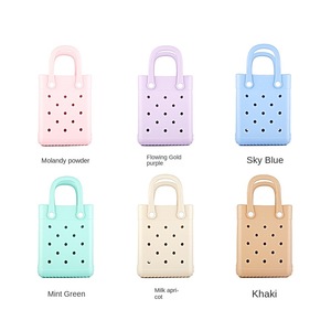 Sac fourre-tout élégant pour femme en PVC imperméable et mousse EVA, réutilisable, très tendance, avec lettres, couleurs bonbon en silicone, sac de shopping - Product Image 2