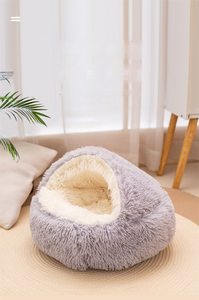 Tempat Tidur Kucing Mewah Anti-Kecemasan Berkerudung, Tempat Tidur Hewan Peliharaan Berbulu Tebal Tertutup untuk Tidur Nyenyak - Product Image 4