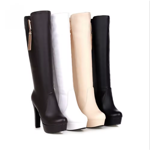 รองเท้าบูทหุ้มข้อสูงกันน้ำ ดีไซน์เนอร์ ผลิตจากยางคุณภาพสูง สไตล์นักรบ เหมาะสำหรับกิจกรรมกลางแจ้ง รองเท้าหนังหุ้มข้อสูงสำหรับผู้หญิง - Product Image 1