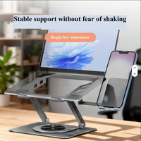 360 °   Support d'ordinateur portable rotatif avec support de téléphone, support ergonomique réglable en acier au carbone pour bureau de jeu, MacBook, ordinateur portable, OEM, ODM
