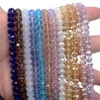 Perles Rondelle à Facettes en Cristal de Verre Plaqué Couleur AB de 4mm en Vrac pour la Fabrication de Bijoux DIY-Bracelets et Colliers