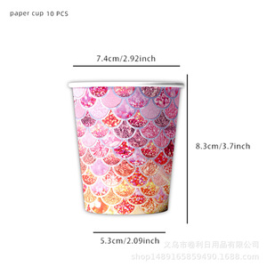 Juego de Vajilla Desechable con Diseño de Escamas de Pez Rosa, 40-60 Piezas, Platos, Vasos, Servilletas, Decoraciones de Cumpleaños - Product Image 3