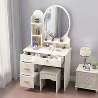 Table de toilette multi-tiroirs en MDF de haute qualité avec miroir LED éclairé, coiffeuse pour chambre d'adolescente