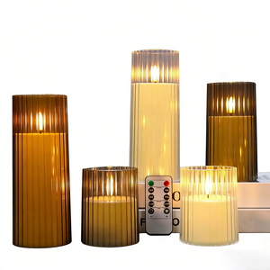 <span class=keywords><strong>Bougie</strong></span> LED sans <span class=keywords><strong>flamme</strong></span> en acrylique côtelé XSD9281 <span class=keywords><strong>avec</strong></span> télécommande, fonctionne sur piles, <span class=keywords><strong>bougie</strong></span> électronique à <span class=keywords><strong>flamme</strong></span> réelle 3D - Product Image 1