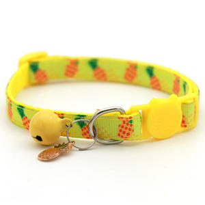 Nuevo lindo <span class=keywords><strong>Collar</strong></span> de gato características reflectantes poliéster impreso campana fruta colgante mascota pegatina Color caramelo botón hebilla cierre pequeño - Product Image 3