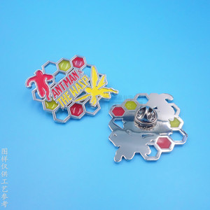 Badge en métal Ant-Man & The Wasp, broche avec logo personnalisé, boucle papillon sans nickel, forme irrégulière, cadeau - Product Image 2