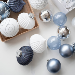 Blue Handmade Fancy Plastic Ball 6/8cm Classic Style Waterproof <b>Mini</b> <b>Christmas</b> <b>Tree</b> Decoration Hanging Ornament for Home Box - Product Image 2