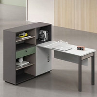 Poste de travail de bureau moderne avec cloison, pour 1, 2 ou 4 personnes, avec armoire de rangement latérale, serrure mécanique, panneau écologique de classe E0