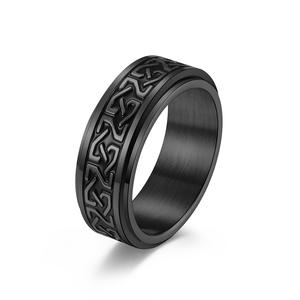 Cross Border European American Irish Woven Stainless Steel Rotating <b>Ring</b> Unisex Geometric Jewelry Gift Black 8mm - Product Image 1