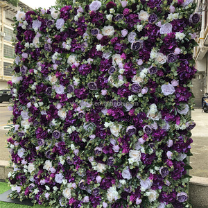 Panneau mural floral artificiel de luxe de haute qualité, 4ft 8ft 10ft, en rouleau 3D, avec fleurs de rose en soie, pour décoration murale, couleurs Lilas, Lavande, Violet - Product Image 1